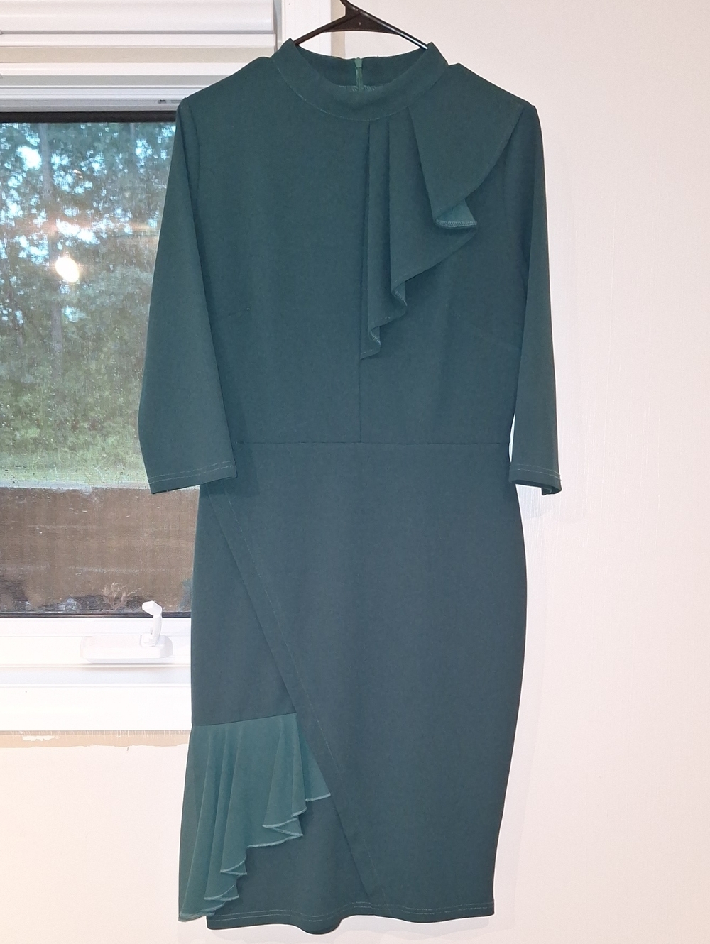 Miusol Dark Green Ruffle Sheath Dress